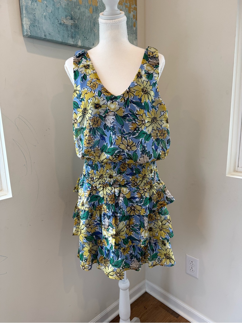 Speechless Light Blue/Yellow Floral Cottagecore Sundress Sleeveless Size XL
